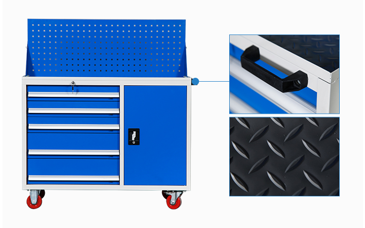 五层一门小推车工具柜有挂板